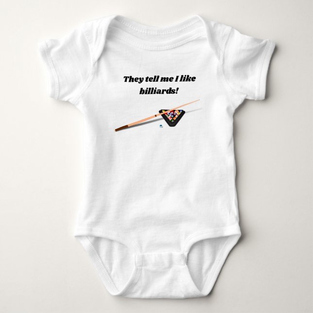 They Tell Me I Like Billiards Baby Bodysuit (Front)