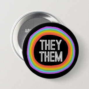THEY THEM Colorful Gender Rainbow Circle Pronouns Button