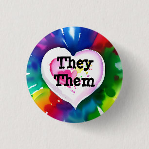 They / Them Customisable Pronoun Badge Button