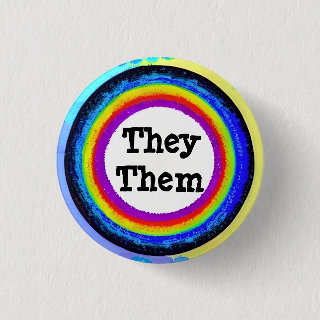 They / Them Customisable Pronoun Badge Button (Front)