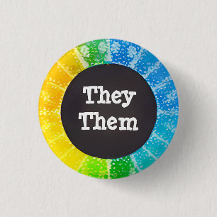 They / Them Customisable Pronoun Badge Button