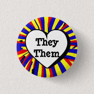 They / Them Customisable Pronoun Badge Button