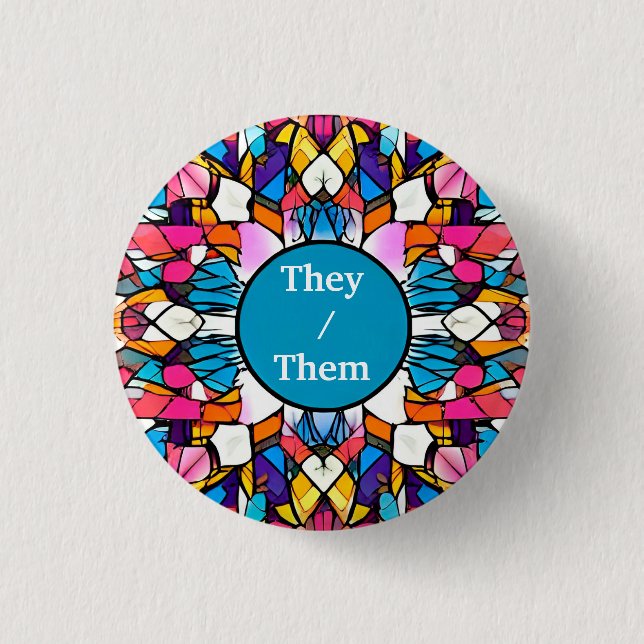 They / Them Customisable Pronoun Badge Button (Front)