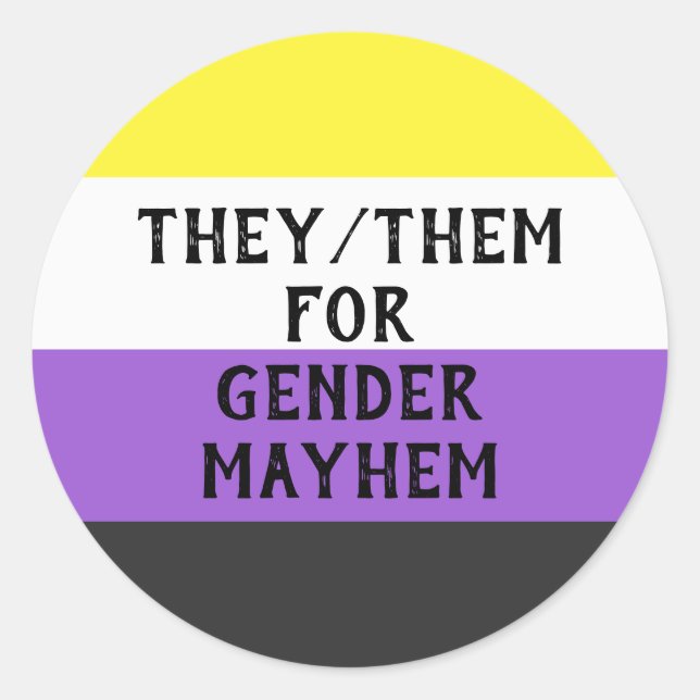 They/Them for Gender Mayhem Sticker (Enby flag) (Front)
