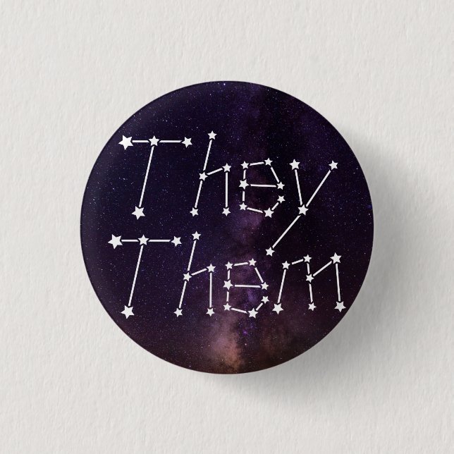 They/Them Galaxy Starry Night Sky Constellation Pr Button (Front)
