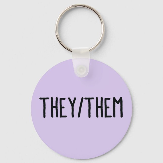 They/Them Gender Neutral Pronouns Keychain (Front)