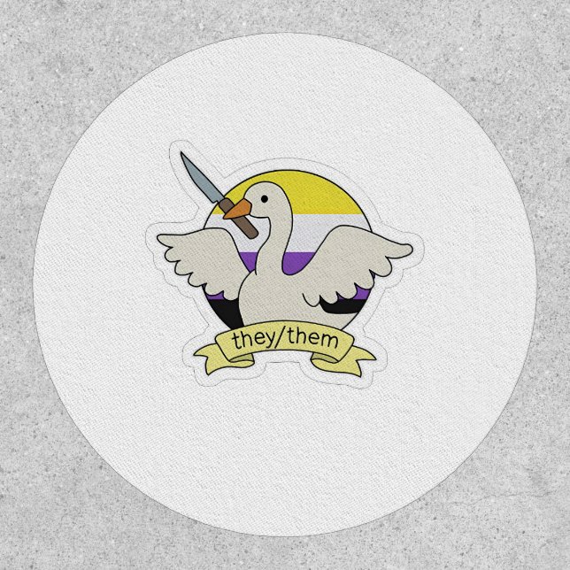 They Them Goose Non binary LGBT Pride Month  Patch (Front)