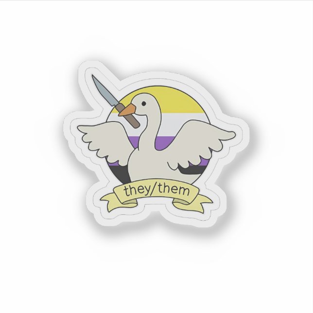 They Them Goose Non binary LGBT Pride Month  Sticker (Front)