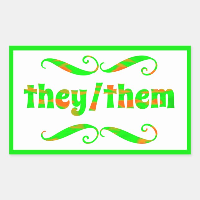 They Them Green Swirls Rectangular Sticker (Front)