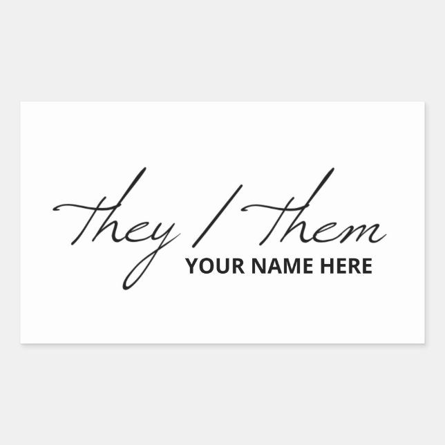 They Them in Script Font White Mug Rectangular Sticker (Front)
