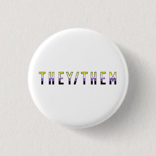 They/Them Non-Binary Pride Flag Pronouns Badge Button