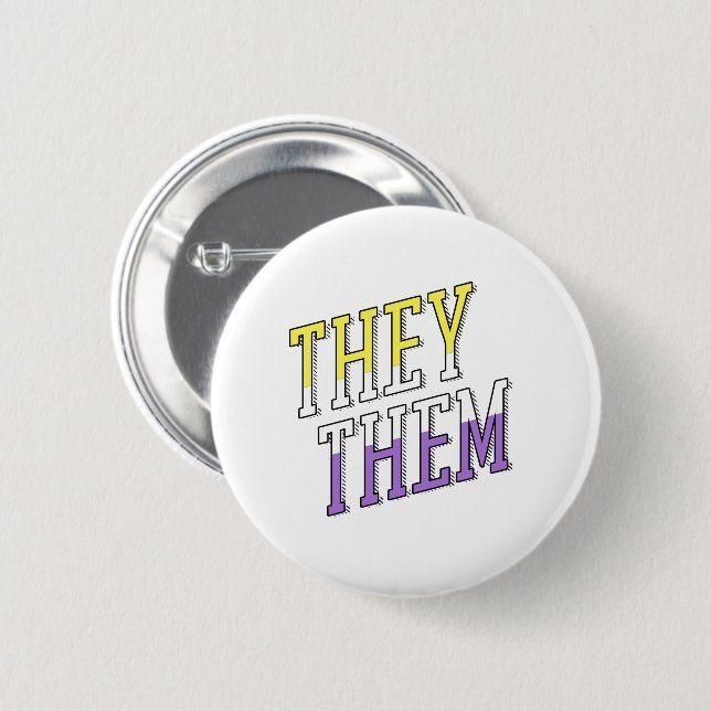 They Them Nonbinary Colors Button (Front & Back)