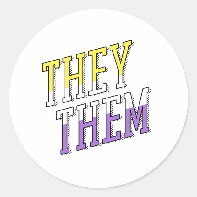 They Them Nonbinary Colors Classic Round Sticker (Front)