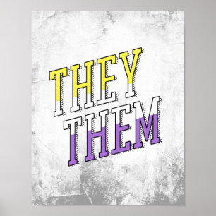 They Them Nonbinary Colors Poster