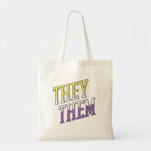They Them Nonbinary Colors Tote Bag (Front)