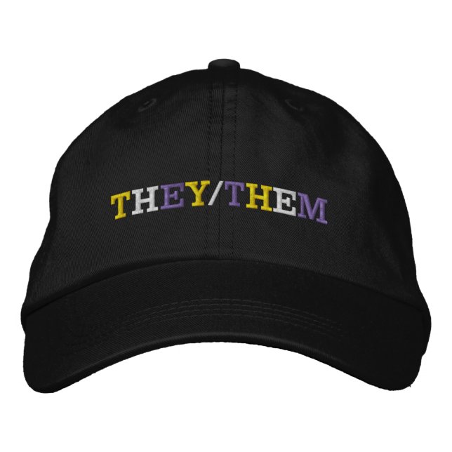 They Them Nonbinary Pride Embroidered Baseball Cap (Front)