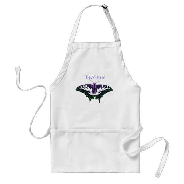 They/Them Nonbinary Pride Swallowtail Butterfly Adult Apron (Front)