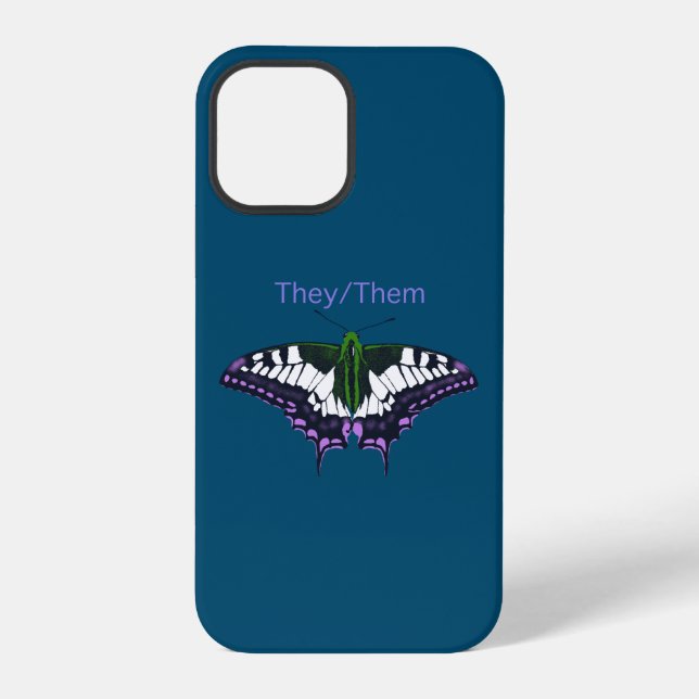 They/Them Nonbinary Pride Swallowtail Butterfly Iphone Case (Back)