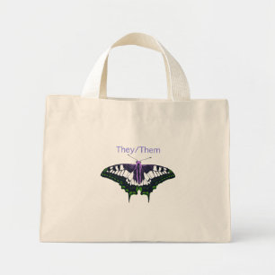 They/Them Nonbinary Pride Swallowtail Butterfly Mini Tote Bag