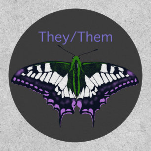 They/Them Nonbinary Pride Swallowtail Butterfly Patch