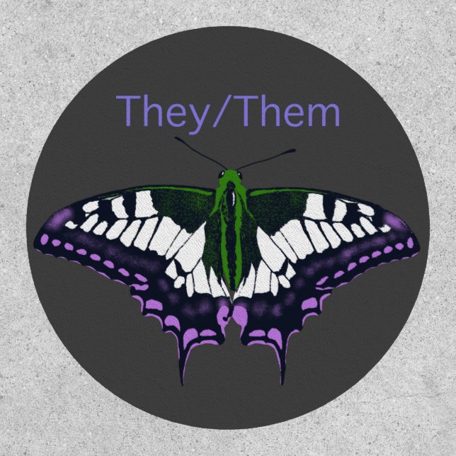 They/Them Nonbinary Pride Swallowtail Butterfly Patch (Front)