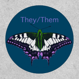 They/Them Nonbinary Pride Swallowtail Butterfly Patch