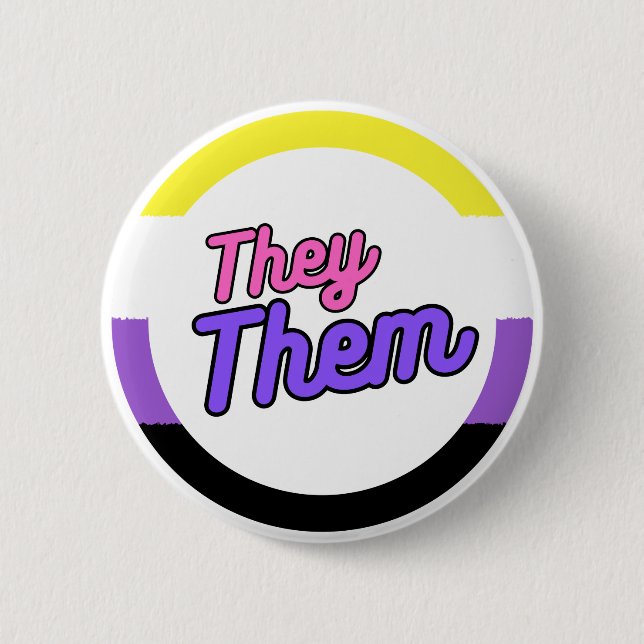 They Them Nonbinary Pronoun Flag Buttons (Front)