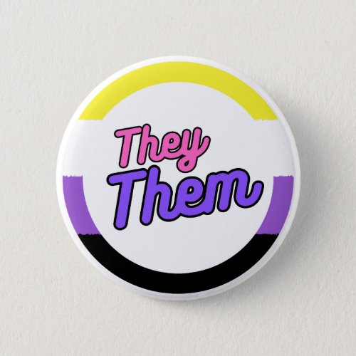 They Them Nonbinary Pronoun Flag Buttons