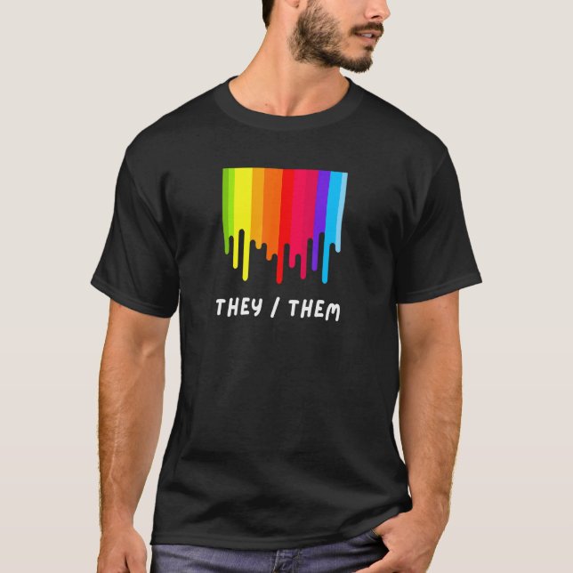 They Them Nonbinary Pronouns Gay Pride Month Lgtbq T-Shirt (Front)