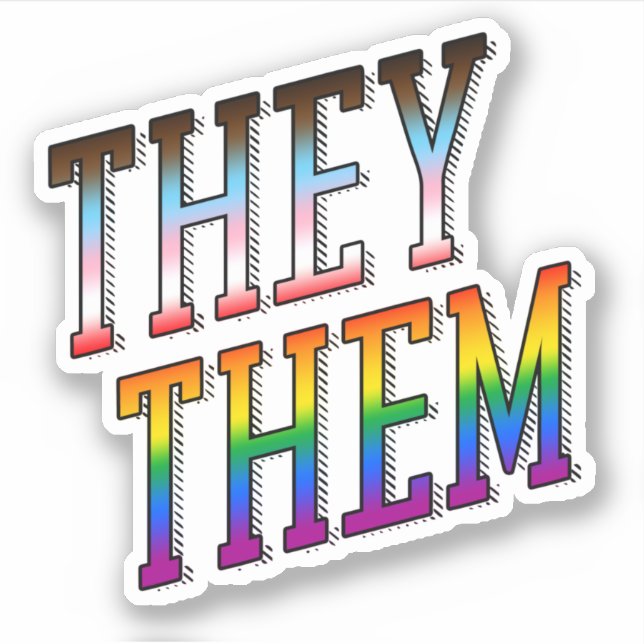 They/Them Progress Pride  Sticker (Front)