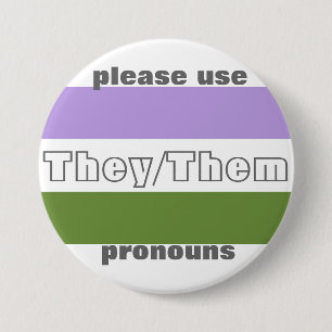They/Them Pronoun Button Pin