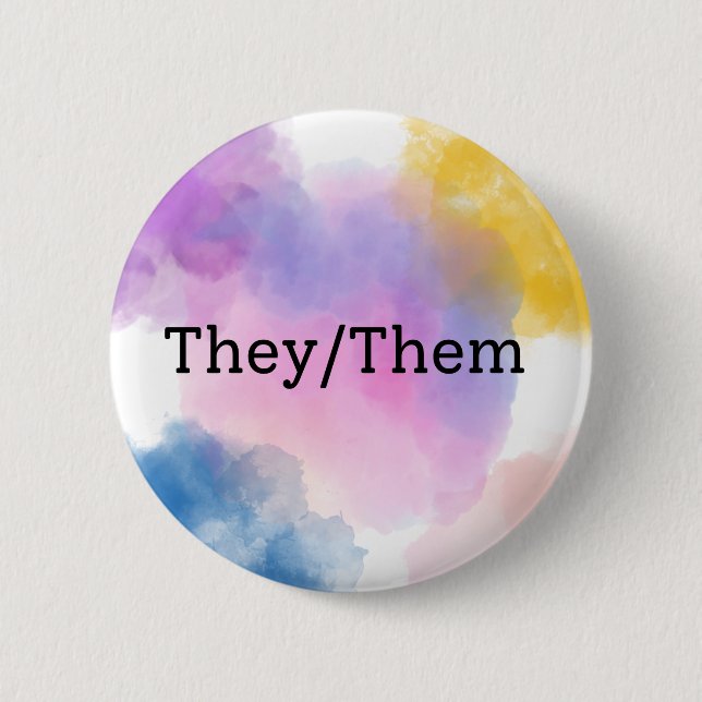 They/Them Pronoun Button/Pin Button (Front)