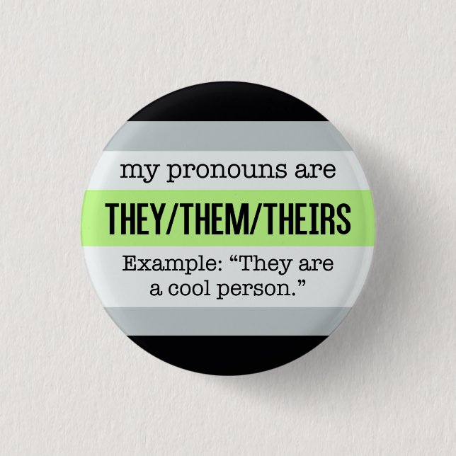 They/Them Pronouns – Agender Flag Button (Front)