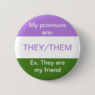 They/them pronouns button genderqueer flag