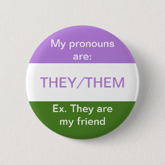 They/them pronouns button genderqueer flag
