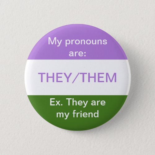 Theythem pronouns button genderqueer flag