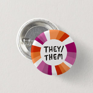 THEY/THEM Pronouns Colorful Circle Lesbian Pride Button