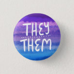 They/them Pronouns Colorful Handletter Watercolor Button at Zazzle