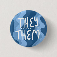 THEY/THEM Pronouns Colorful Handlettered Blue