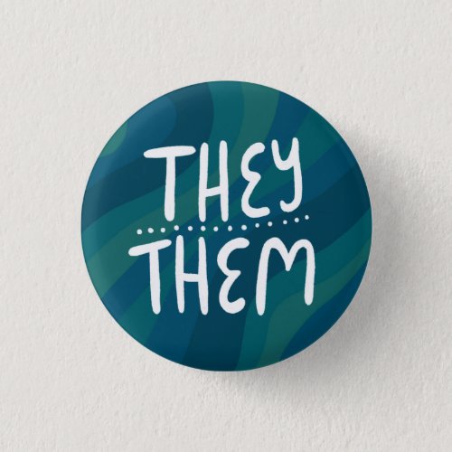 THEYTHEM Pronouns Colorful Handlettering Stripes Button