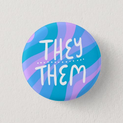 THEYTHEM Pronouns Colorful Handlettering Stripes Button