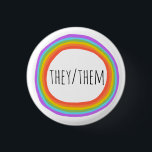 THEY/THEM Pronouns Colorful Rainbow Circle Button<br><div class="desc">Decorate your outfit with this cool art button. Makes a great  gift! You can customize it and add text too. Check my shop for lots more colors and patterns! Let me know if you'd like something custom too.</div>