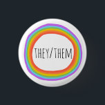 THEY/THEM Pronouns Colorful Rainbow Circle Button<br><div class="desc">Decorate your outfit with this cool art button. Makes a great  gift! You can customize it and add text too. Check my shop for lots more colors and patterns! Let me know if you'd like something custom too.</div>