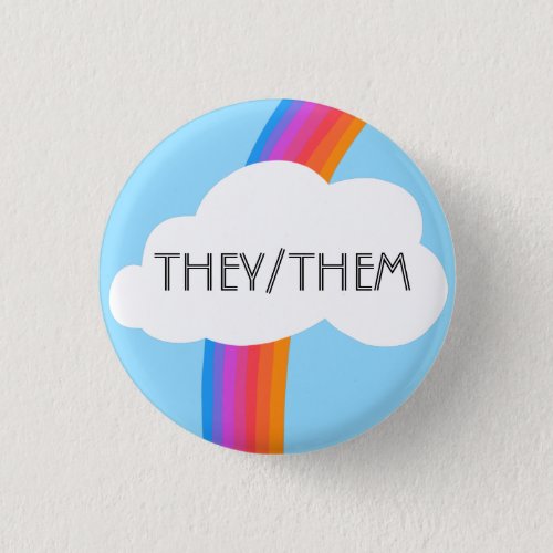 THEYTHEM Pronouns Colorful Rainbow Cloud Button
