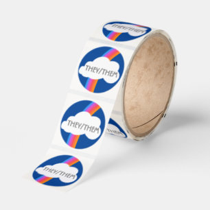 THEY/THEM Pronouns Colorful Rainbow Cloud Classic Round Sticker