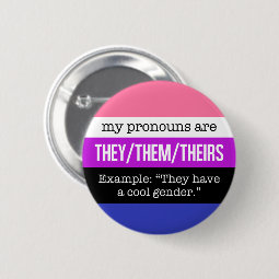 They/Them Pronouns – Genderfluid Flag Pinback Button | Zazzle