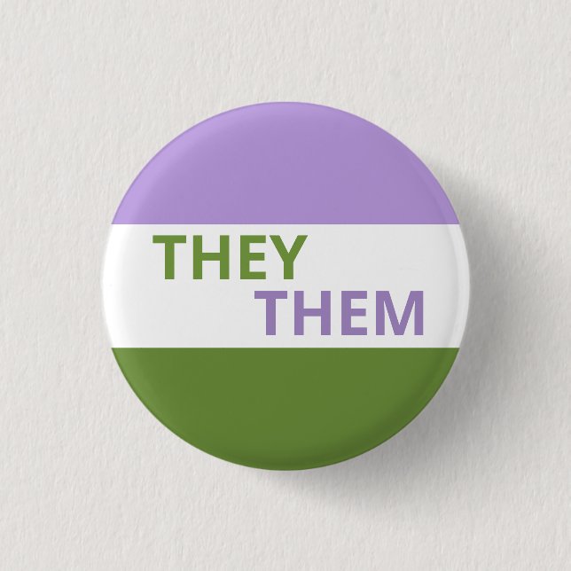 They/Them Pronouns Genderqueer Flag Badge Button (Front)