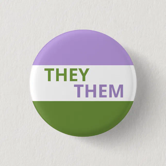 They/Them Pronouns Genderqueer Flag Badge Button | Zazzle