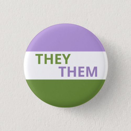 TheyThem Pronouns Genderqueer Flag Badge Button