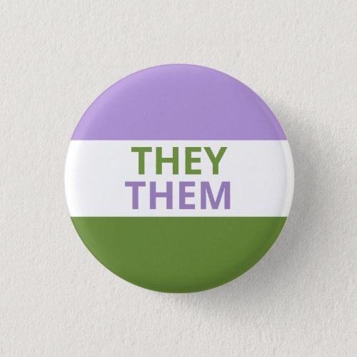 TheyThem Pronouns Genderqueer Flag Badge Button